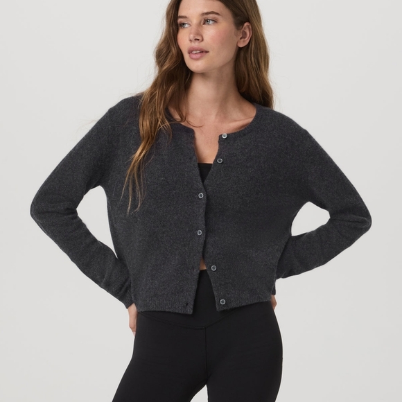 Vuori Emilie Cashmere Cardigan Charcoal L NEW - Picture 4 of 11